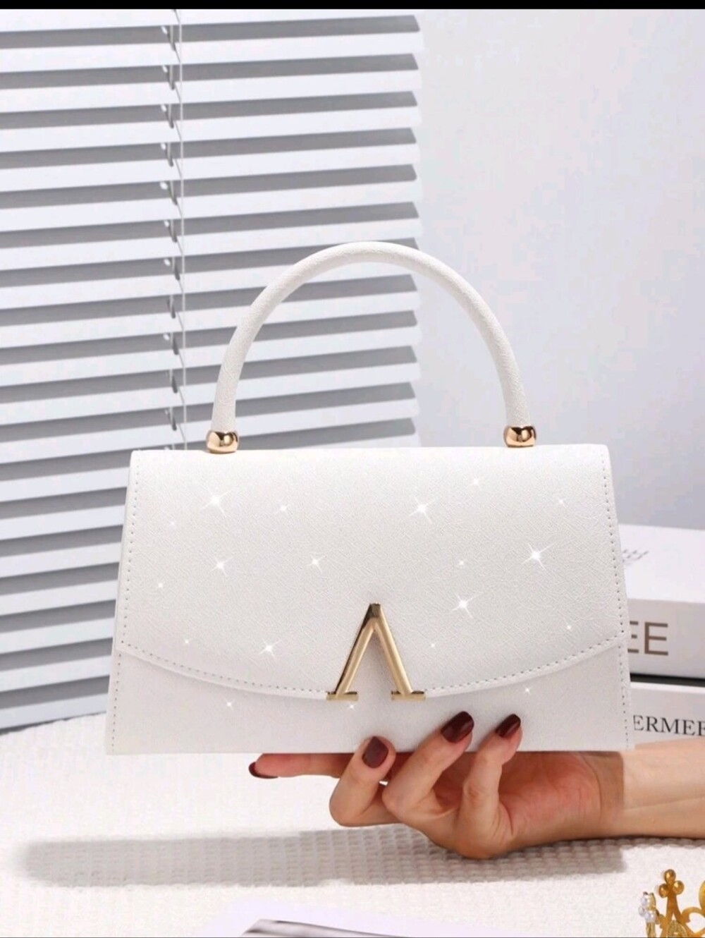Elegant White Top-Handle Women's Handbag